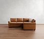 York Roll Arm Leather 3-Piece Sectional (96&quot;)