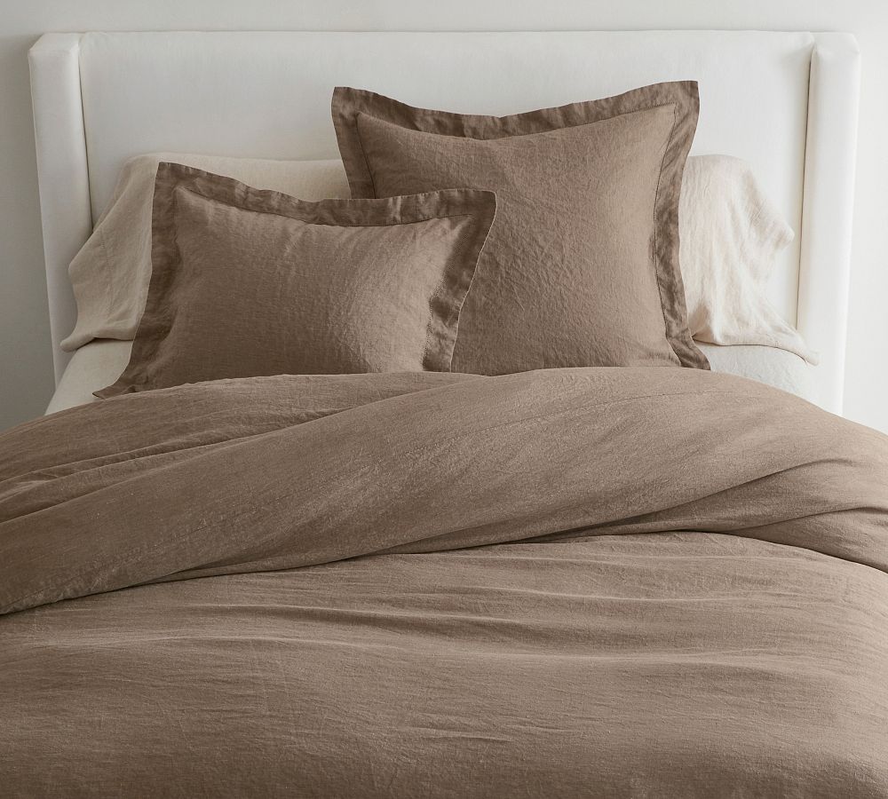 Belgian Flax Linen Duvet Cover - café Noir, Full/Queen