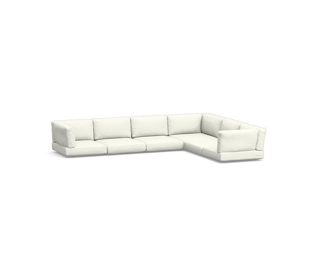 Huntington Square Arm Sectional 6pc - 1 Corner, 2 RA/LA, 3 Armless Chair, HP Canvas; White