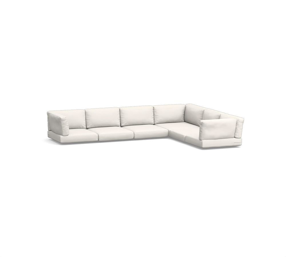 Huntington Square Arm Sectional 6pc - 1 Corner, 2 RA/LA, 3 Armless Chair, HP Canvas; Natural