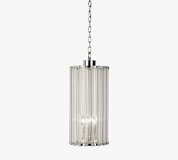 Open Box: Perla Large Dia Glass Pendant - Polished Nickel and Clear Glass