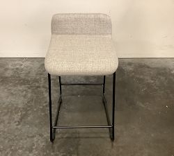 Open Box: Zoe Upholstered Metal Counter Stool (24&quot;) - Basketweave Slub Ash, Black Metal Legs 