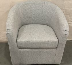 Open Box: Blake Swivel Armchair, Polyester Wrapped Cushions - Performance Boucle, Pebble