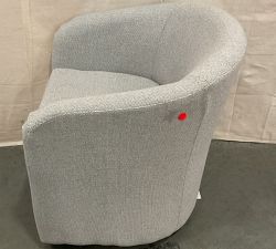 Open Box: Blake Swivel Armchair, Polyester Wrapped Cushions - Performance Boucle, Pebble