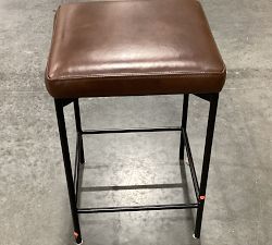 Open Box: Maison Leather Backless Counter Stool - Legacy Chocolate, Antique Bronze Leg