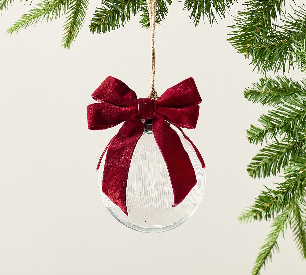 Etched Glass Ball With Bow