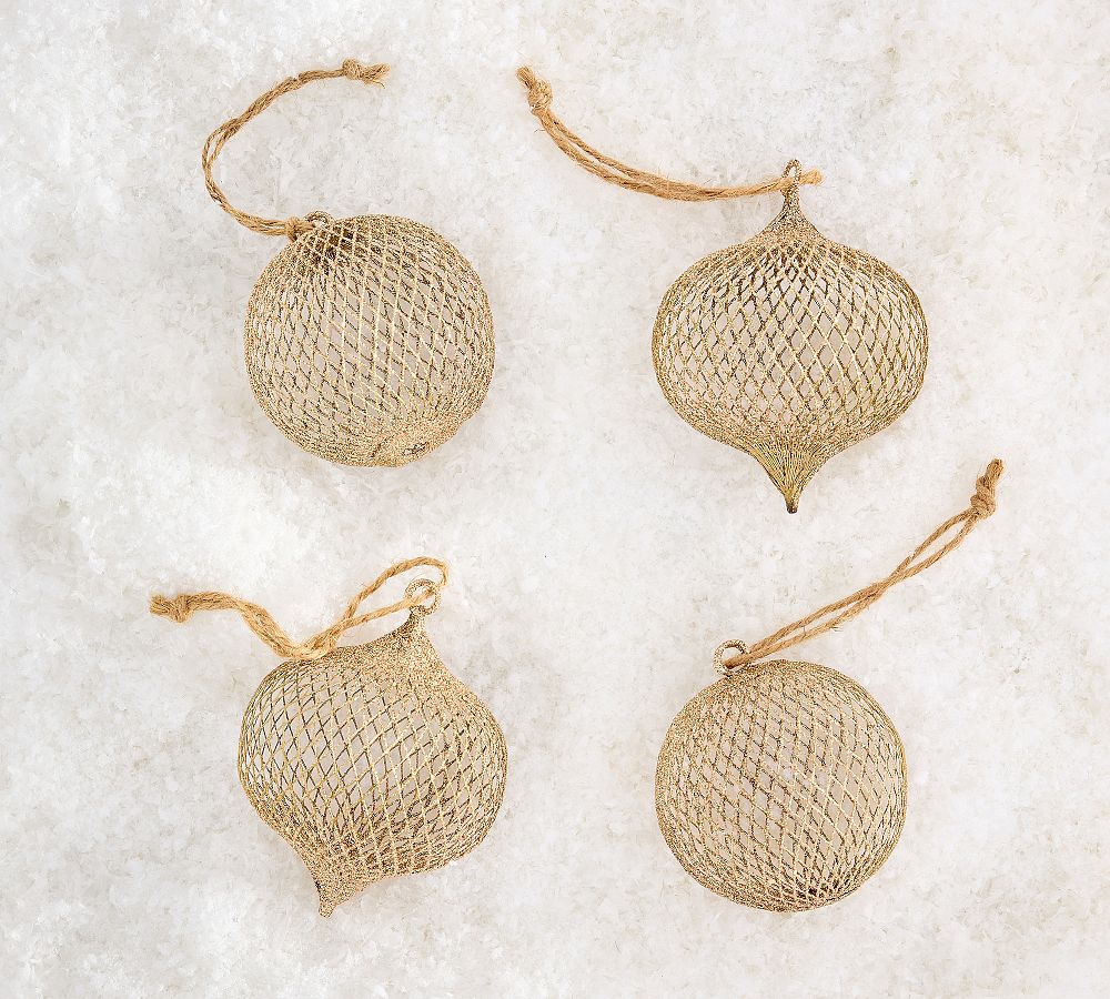 Mixed Gold Cage Ornaments - Set of 4