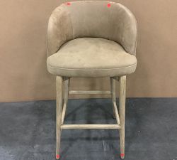 Open Box: Courchevel Leather Stool, Bar Height - Nubuck Camel, Seadrift Leg