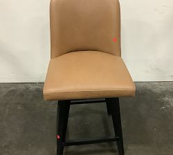 Open Box: Layton Leather Swivel Counter Height Bar Stool - Blackened Oak Legs, Churchfield Camel