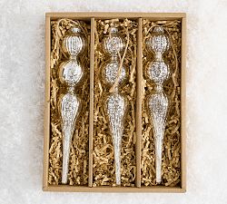 Mercury Glass Icicle Ornaments - Set of 3