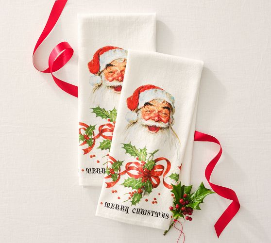Lot De 4 Torchons De Noël - Essuie-vaisselle Festif, Motifs De Saison