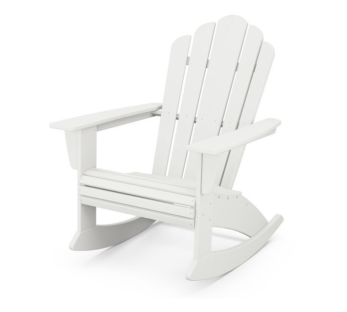 White Adirondack rocking chair in showroom