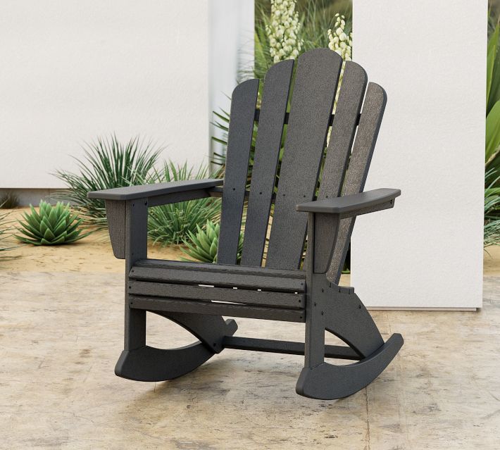 Dark gray Adirondack rocking chair outdoor style