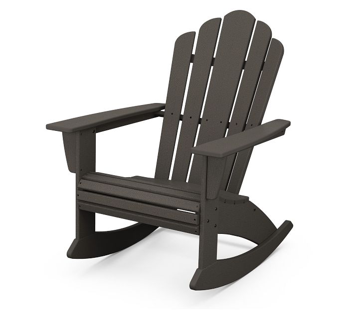 Dark brown Adirondack chair front view with wide back slats