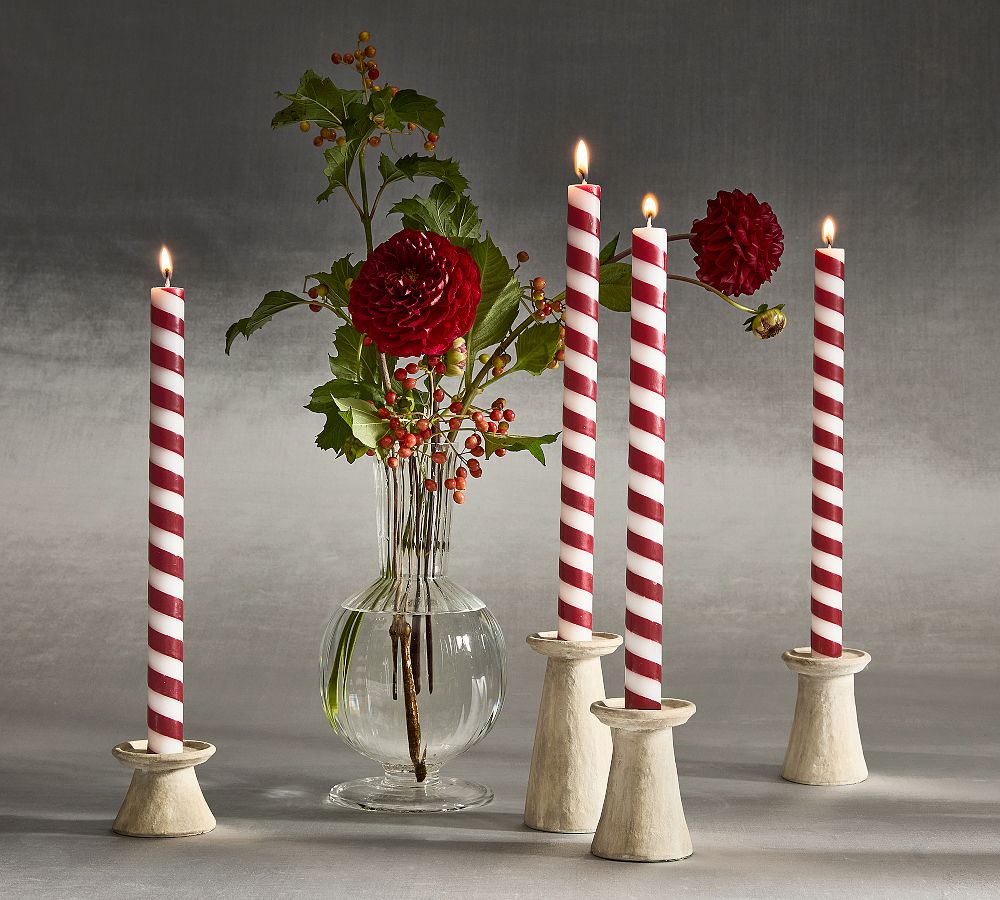Candy Stripe Taper Candle - Set of 2