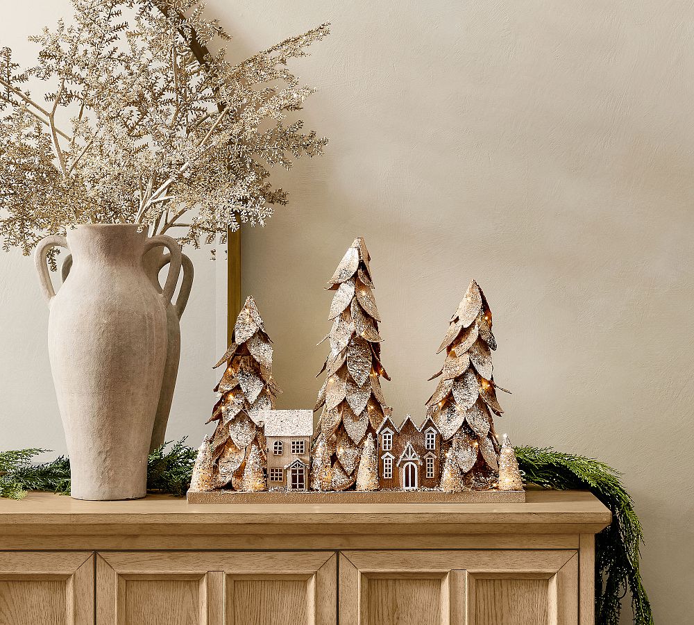Lit Birch Tree Centerpiece