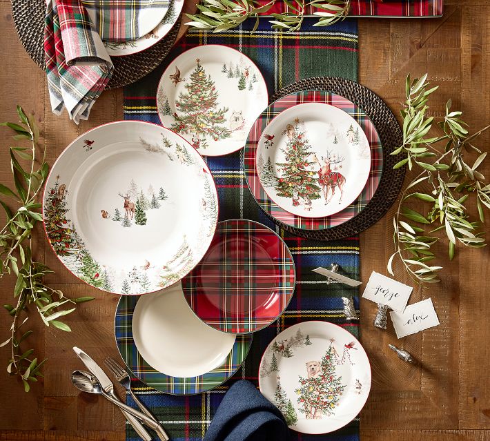 Spode Plaid Dishes Set Free Shipping! Spode Christmas Tree 10-Inch