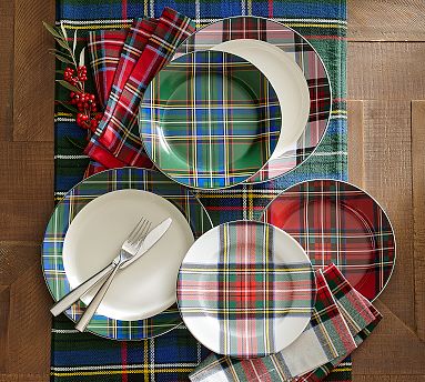 Stewart Plaid Stoneware Dinnerware Collection