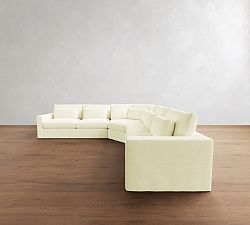 Westwood Square Arm Deep Seat Slipcovered 3-Piece L-Shaped Wedge Sleeper Sectional (132")