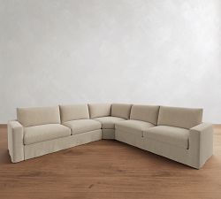 Westwood Square Arm Slipcovered 3-Piece L-Shaped Wedge Sleeper Sectional (127")