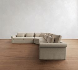 Westwood Roll Arm Deep Seat Slipcovered 3-Piece L-Shaped Wedge Sectional (136")