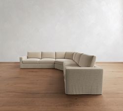 Westwood Square Arm Slipcovered 3-Piece L-Shaped Wedge Sectional (128&quot;)