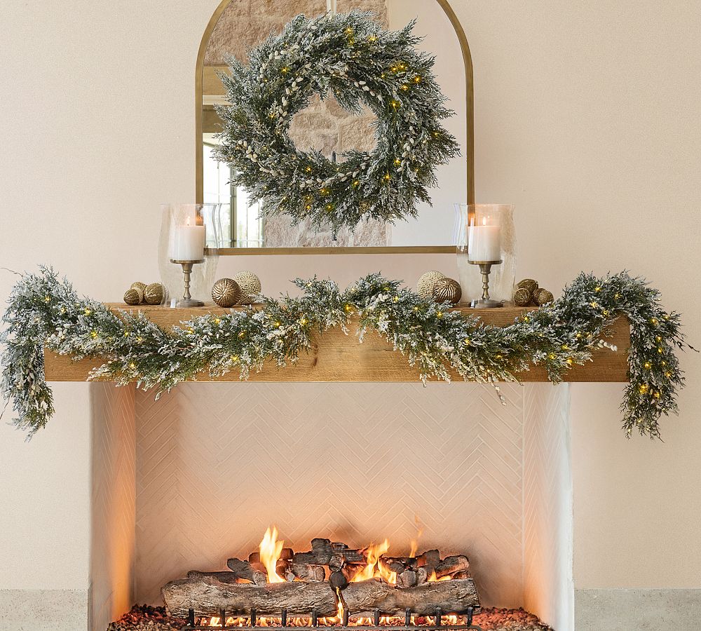 Faux Pine and Pussywillow Wreath &amp; Garland