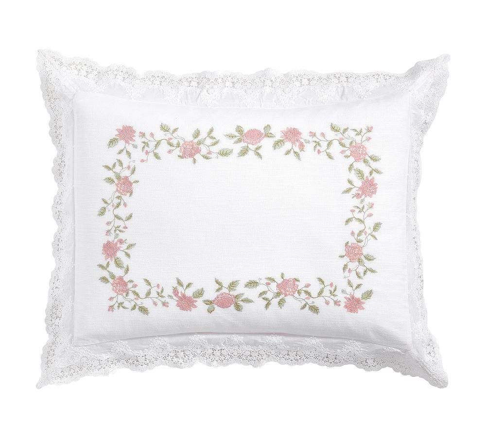 LoveShackFancy Pink Embroidered Rose Sham - Multi, Standard