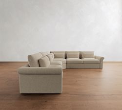 Westwood Roll Arm Deep Seat Slipcovered 3-Piece L-Shaped Wedge Sleeper Sectional (135")