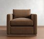 Carmel Slim Arm Leather Wood Base Chair