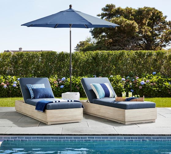 Indio Eucalyptus Modern Platform Outdoor Single Chaise Lounge