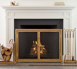 Industrial 44&quot; Fireplace Screen with Doors