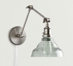 Vintage Glass Plug-In Articulating Sconce (14'')