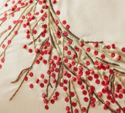 Berry Wreath Embroidered Pillow Cover