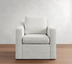 Cameron Slope Arm Slipcovered Swivel Chair
