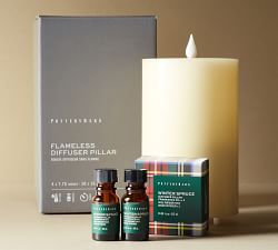 Flameless Oil Diffuser Pillar Candle with Remote + Scented Oil Set