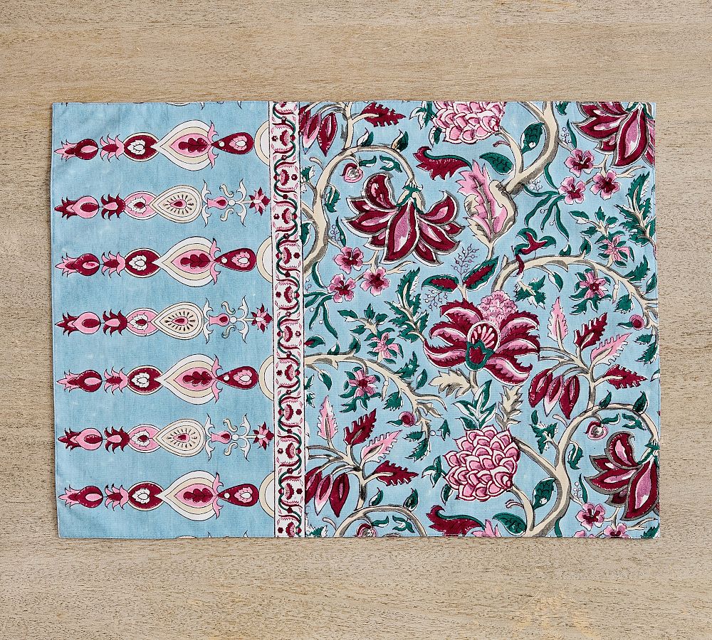 Shannon Block Print Reversible Cotton Placemats - Set of 4