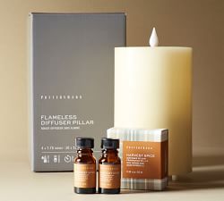 Flameless Oil Diffuser Pillar Candle with Remote + Scented Oil Set