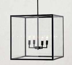 Manor Outdoor Glass & Iron Square Pendant - Thumbnail 3