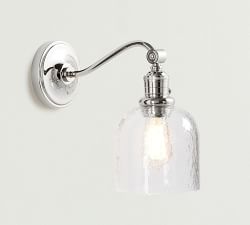 Textured Glass Curved Arm Sconce (6'')
