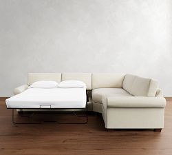 PB Comfort Modern Roll Arm 3-Piece Wedge Sleeper Sectional (121&quot;)
