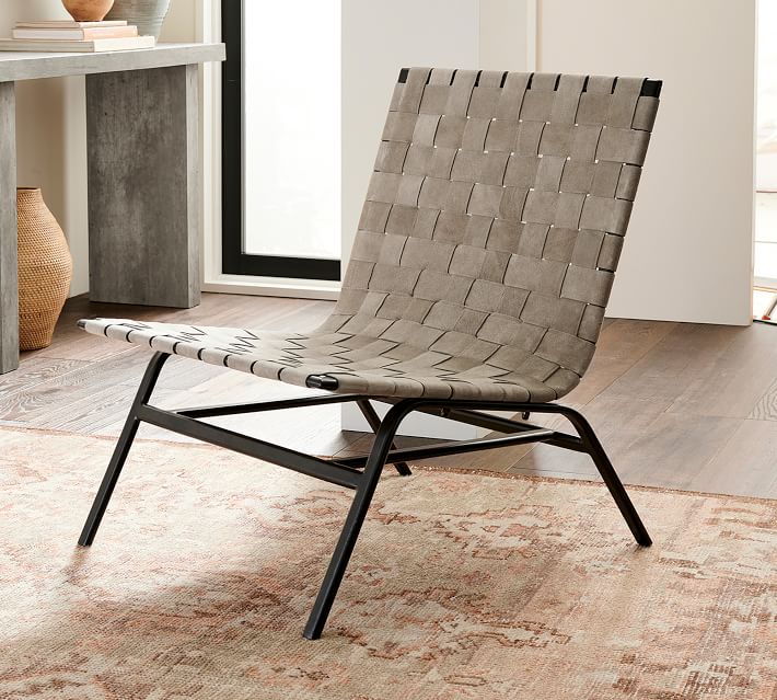 Shay Woven Leather Accent Chair