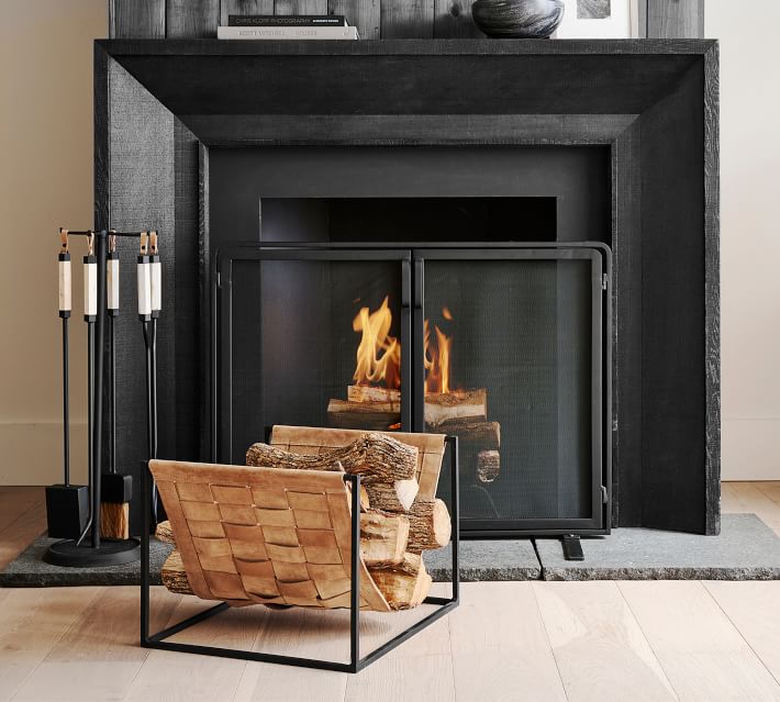 K*♡様 Pottery Barn vintage wood rack Pottery Barn Vintage Fireplace Log Holder Firewood Rack Fireplace