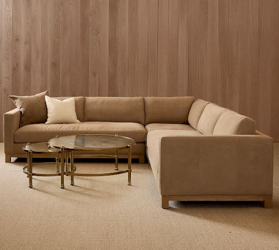 Jake Leather L-Shaped Sectional Sofa Pottery Barn