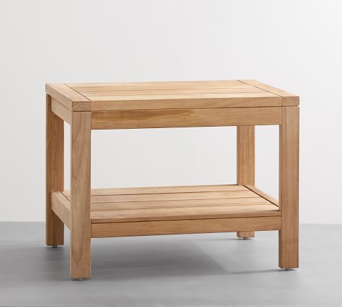 Teak Pool Storage - Towel Bench