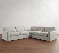 PB Comfort Modern Square Arm Slipcovered 3-Piece L-Shaped Wedge Sleeper Sectional (119")