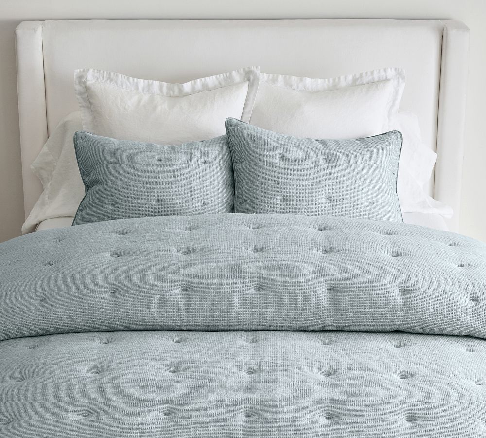 European Flax Linen Tufted Waffle Comforter King Size
