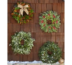 Live Magnolia Leaf Wreath with Burlap Bow