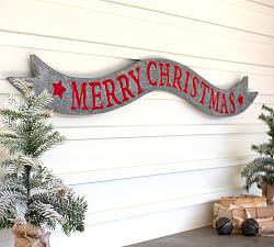 Merry Christmas Metal Banner Wall Decor