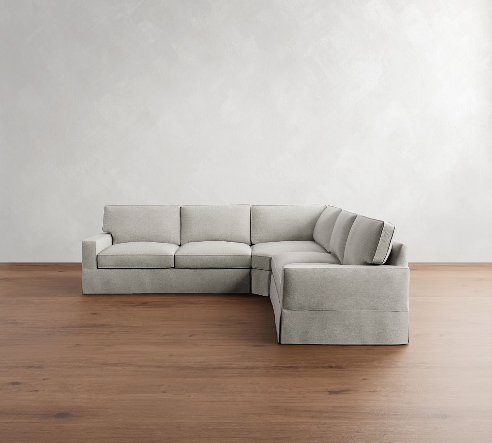 PB Comfort Square Arm Slipcovered 3-Piece L-Shaped Wedge Sleeper Sectional (119&quot;)
